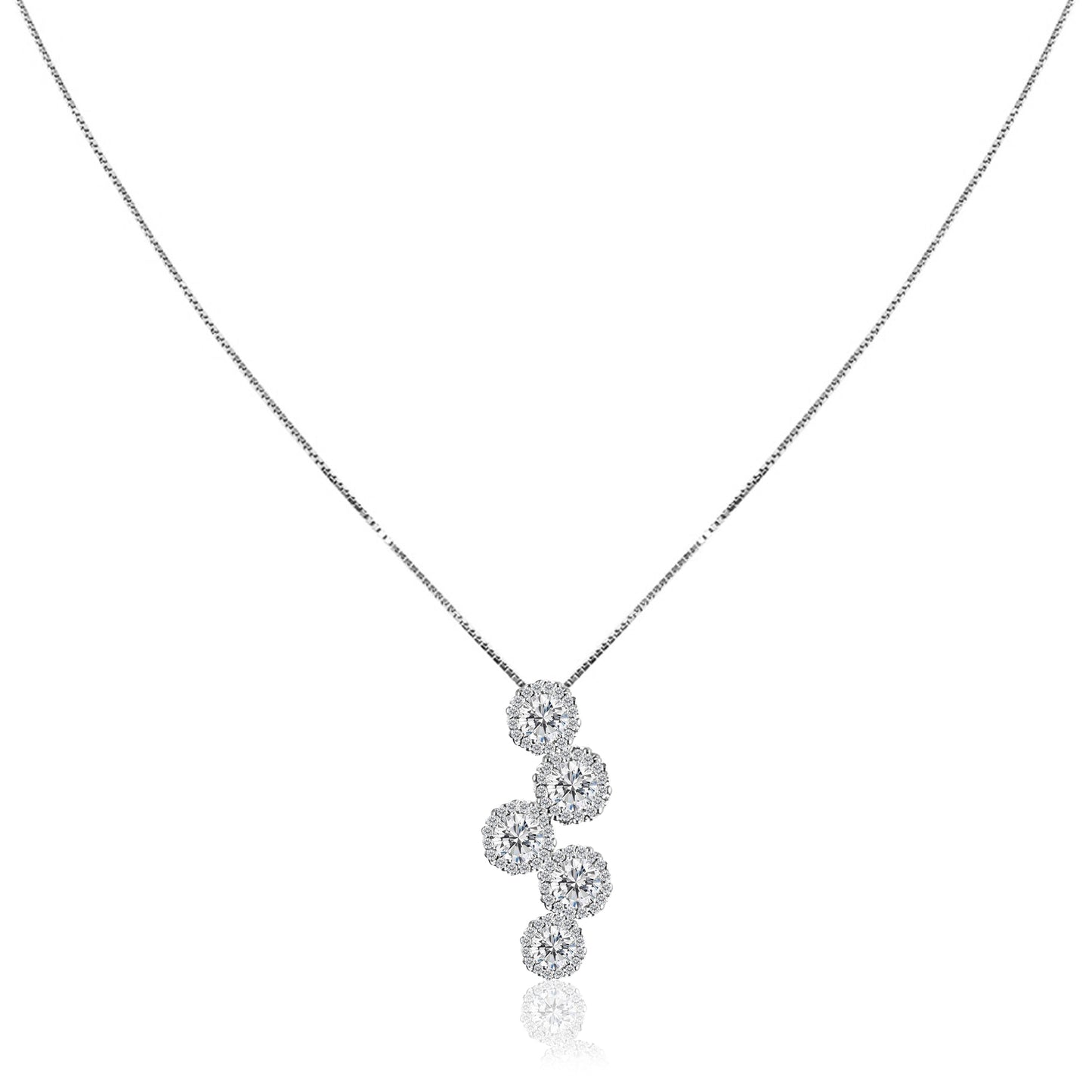 18K White gold halo diamond necklace