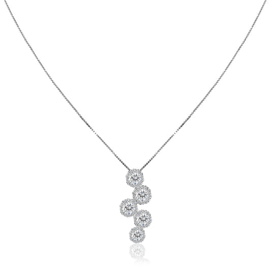 18K White gold halo diamond necklace