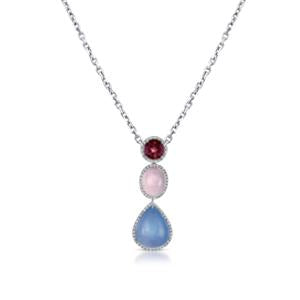 18K MULTI GEM DROP NECKLACE WITH DIAMONDS