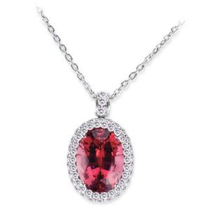 18K WHITE GOLD PENDANT NECKLACE WITH DIAMONDS AND TOURMALINE