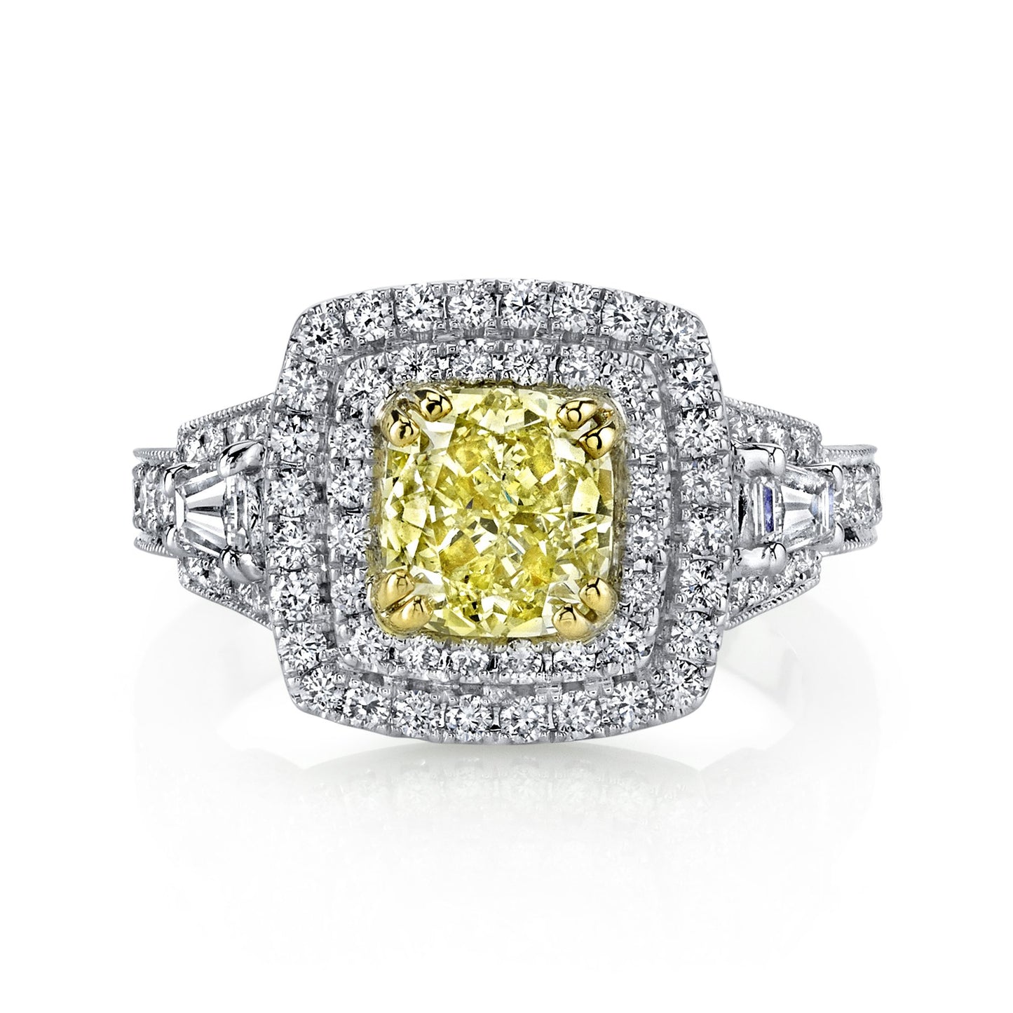 18K YELLOW DIAMOND HALO ENGAGEMENT RING