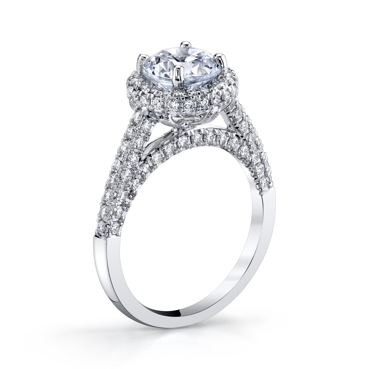 18K WHITE GOLD HALO DIAMOND ENGAGEMENT RING