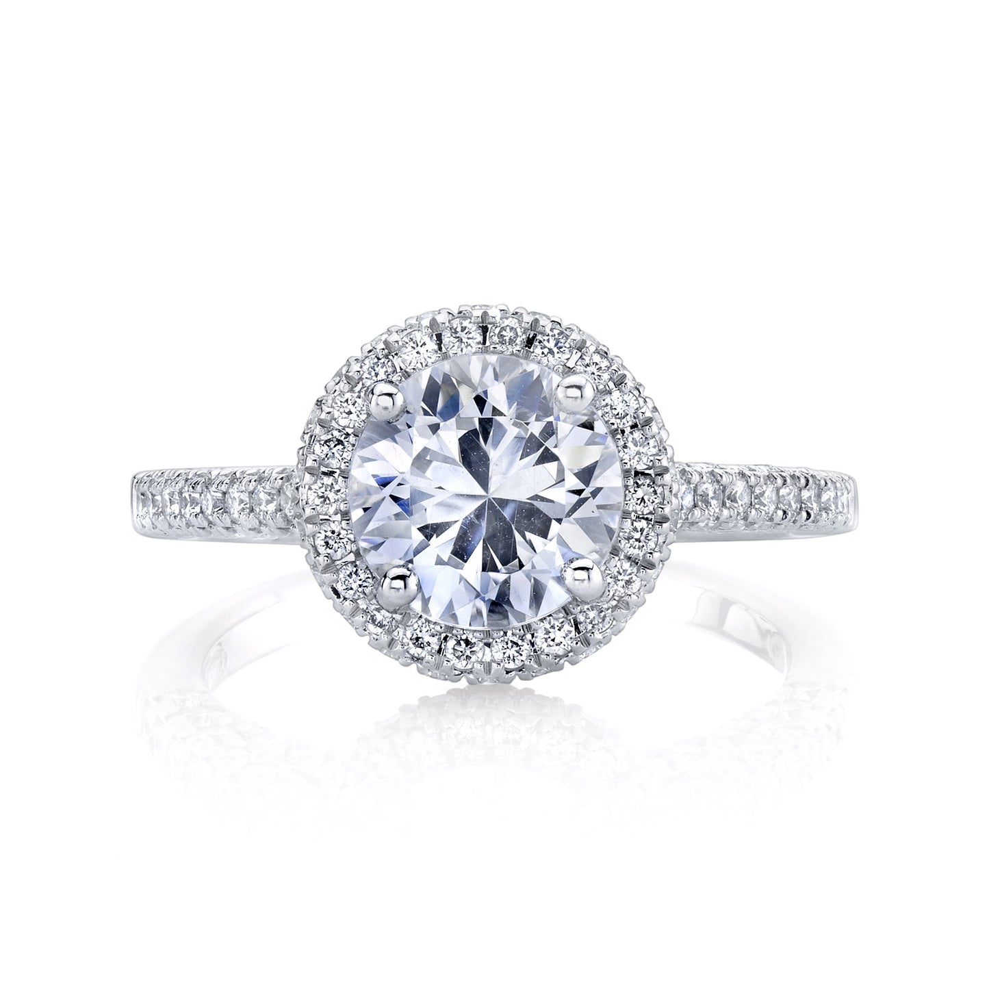 18K WHITE GOLD HALO DIAMOND ENGAGEMENT RING