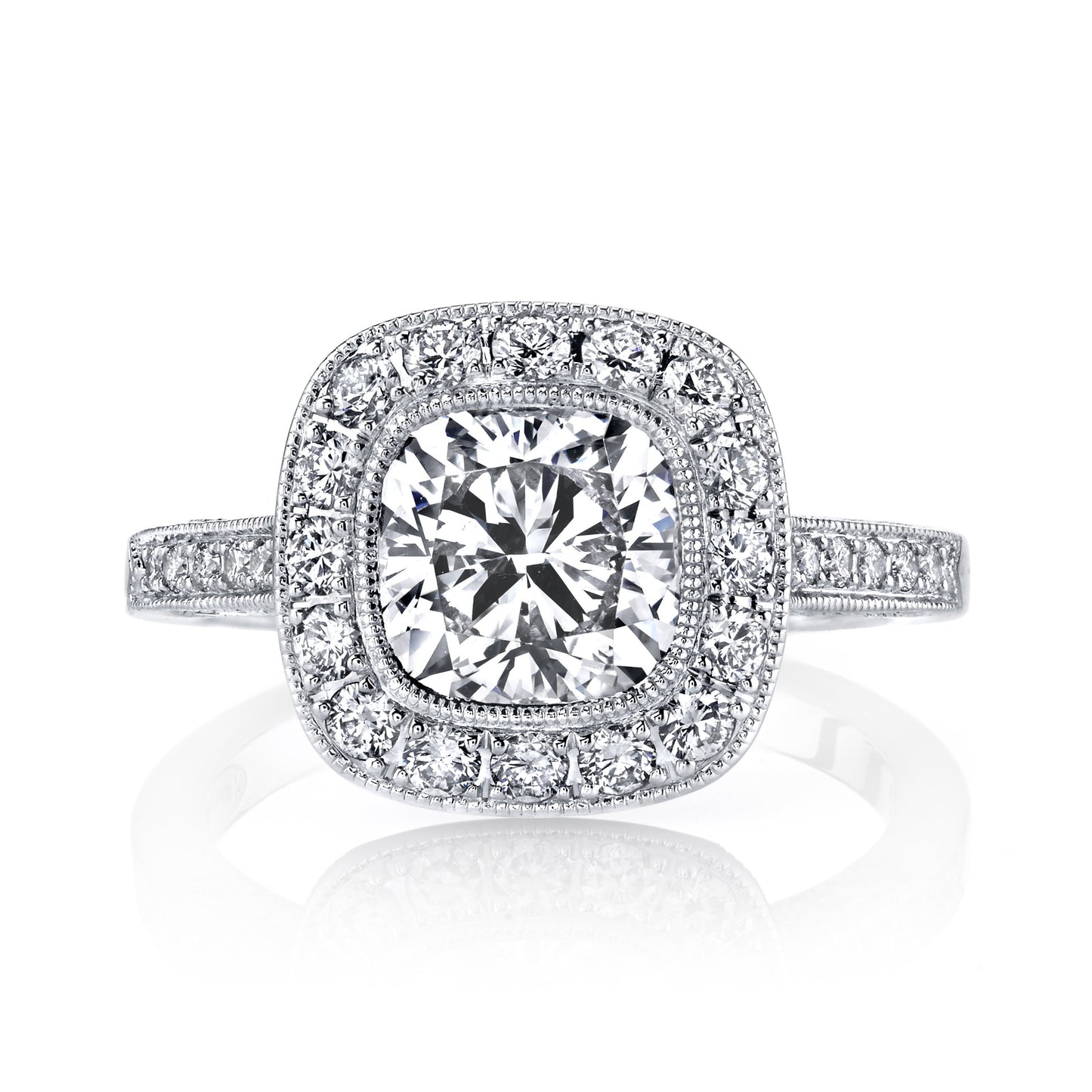 18K WHITE GOLD HALO DIAMOND ENGAGEMENT RING