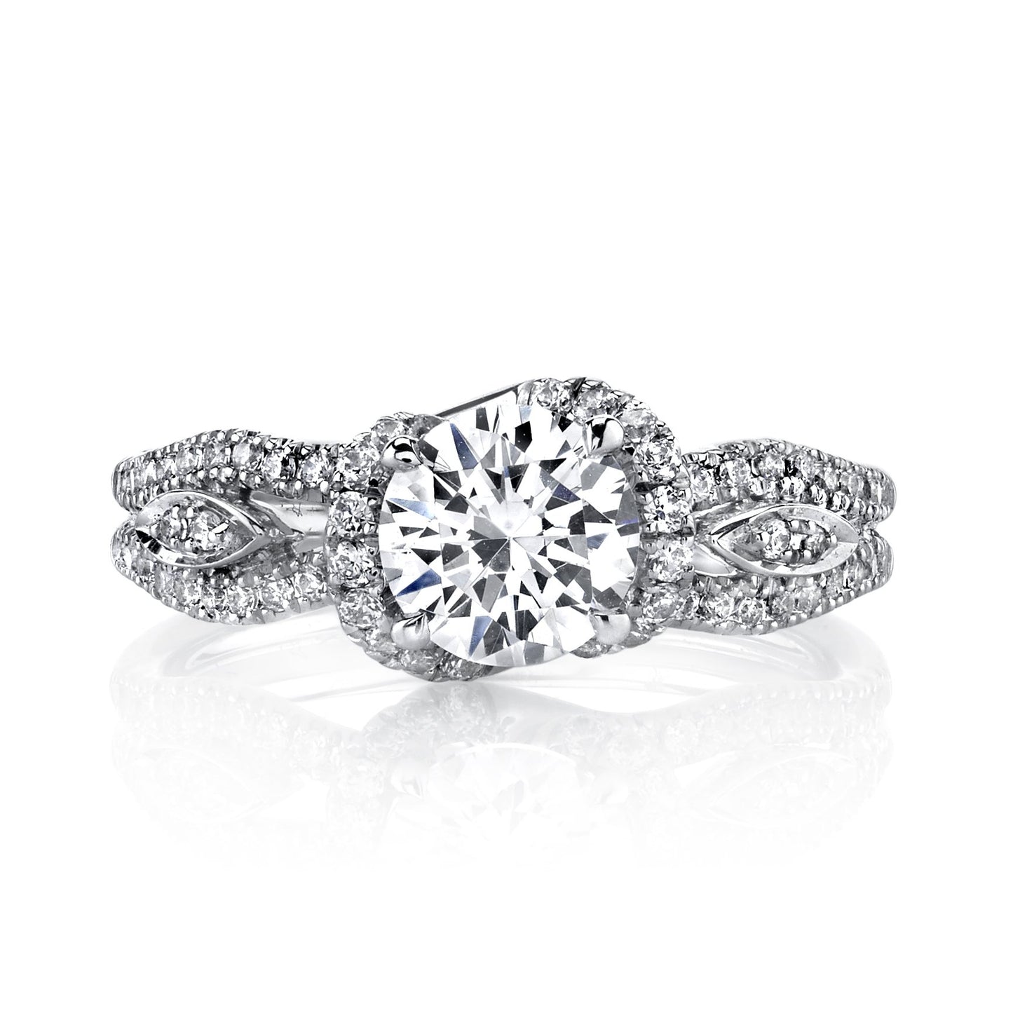 18K WHITE GOLD HALO DIAMOND ENGAGEMENT RING