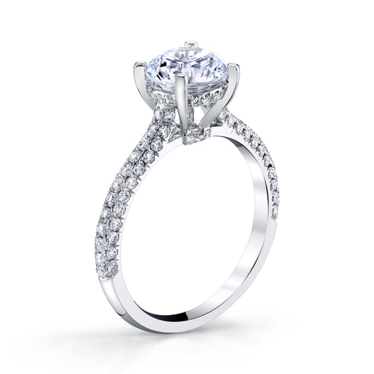 18K WHITE GOLD PAVE ROUND ENGAGEMENT RING