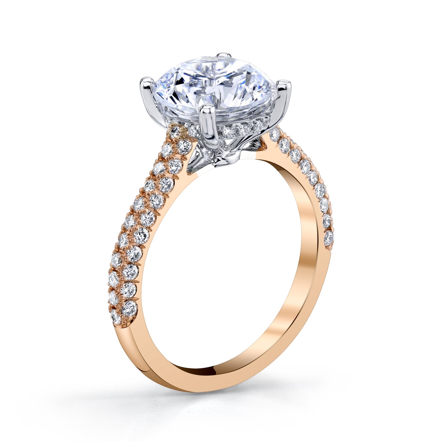 18K ROSE GOLD PAVE ROUND ENGAGEMENT RING