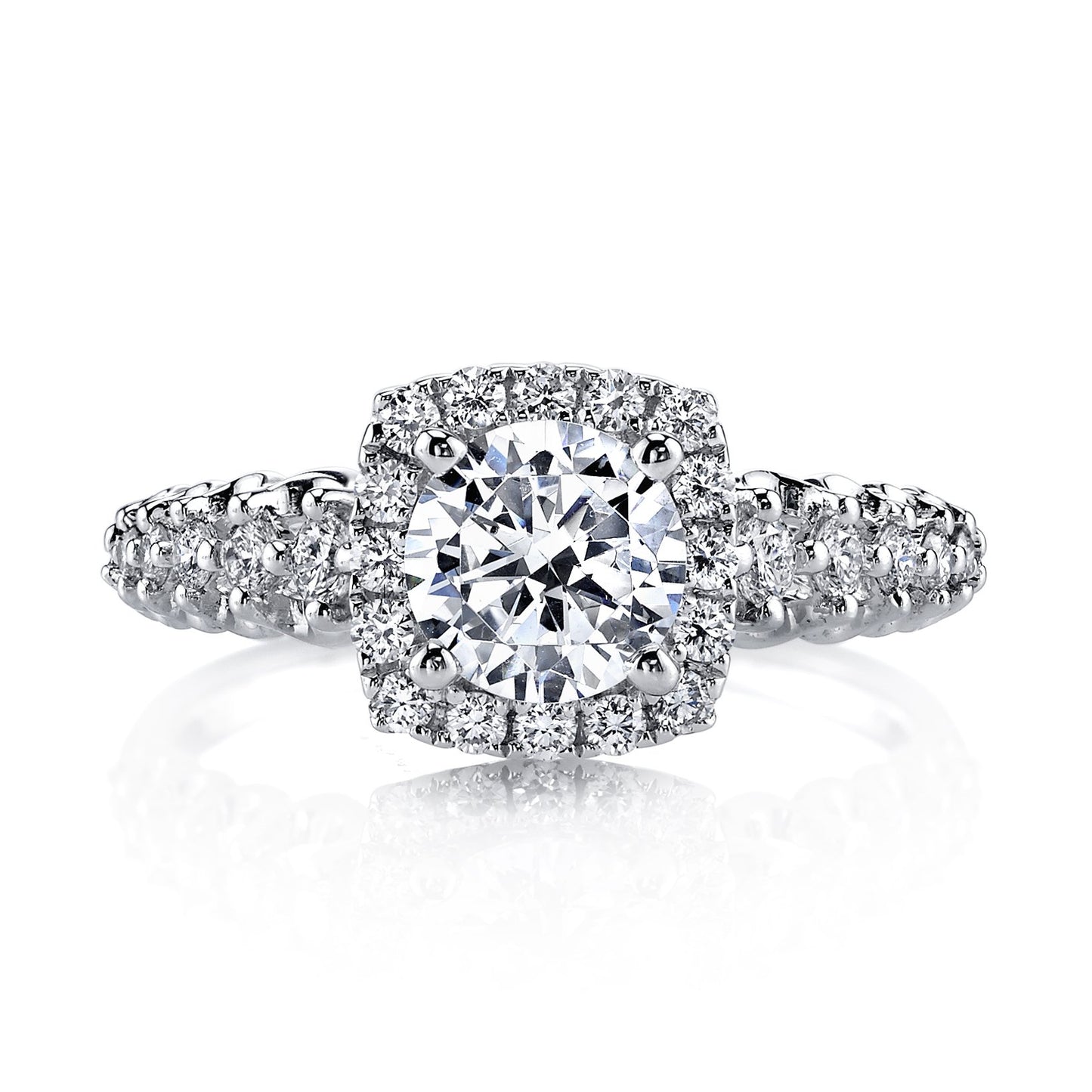 18K WHITE GOLD HALO DIAMOND ENGAGEMENT RING