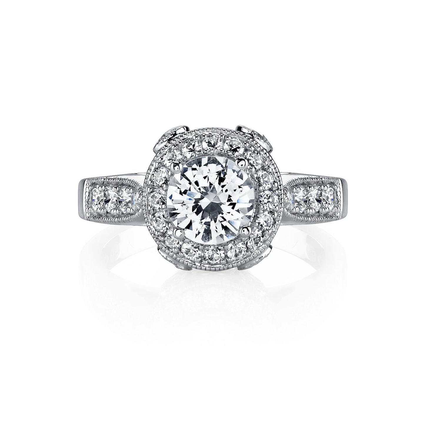 18K WHITE GOLD HALO DIAMOND ENGAGEMENT RING