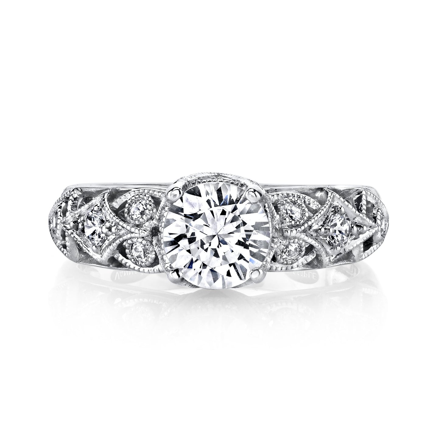 18K WHITE GOLD HALO DIAMOND ENGAGEMENT RING