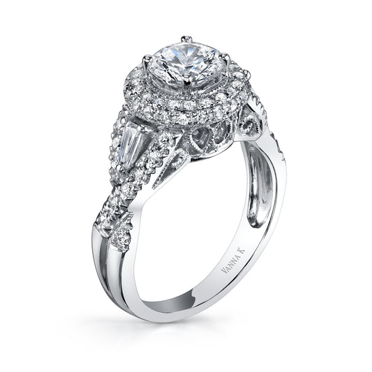 18K WHITE GOLD HALO DIAMOND ENGAGEMENT RING