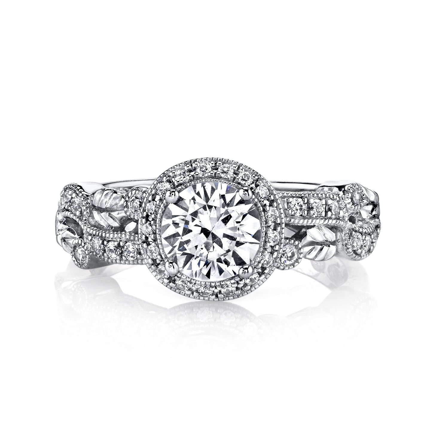 18K WHITE GOLD HALO DIAMOND ENGAGEMENT RING