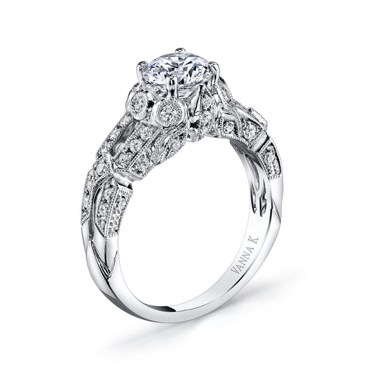 18K WHITE GOLD HALO DIAMOND ENGAGEMENT RING