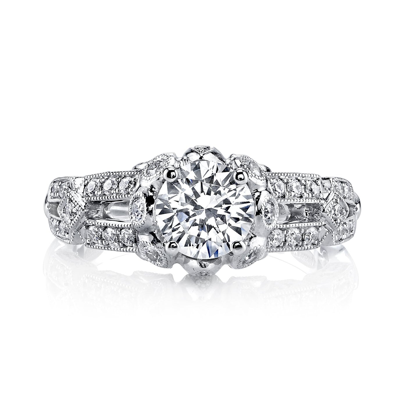 18K WHITE GOLD HALO DIAMOND ENGAGEMENT RING