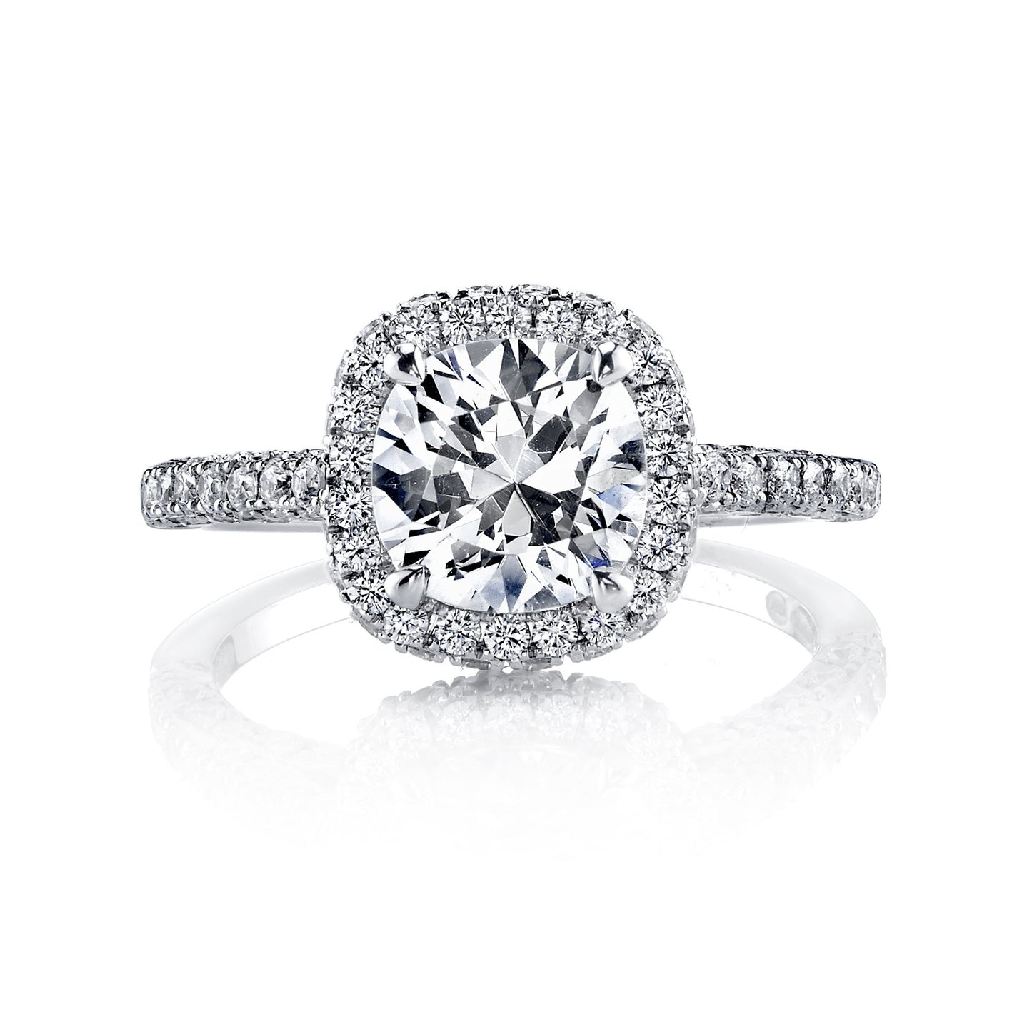 18K WHITE GOLD HALO DIAMOND ENGAGEMENT RING