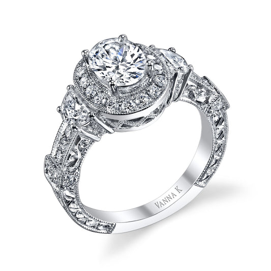 18K WHITE GOLD HALO DIAMOND ENGAGEMENT RING