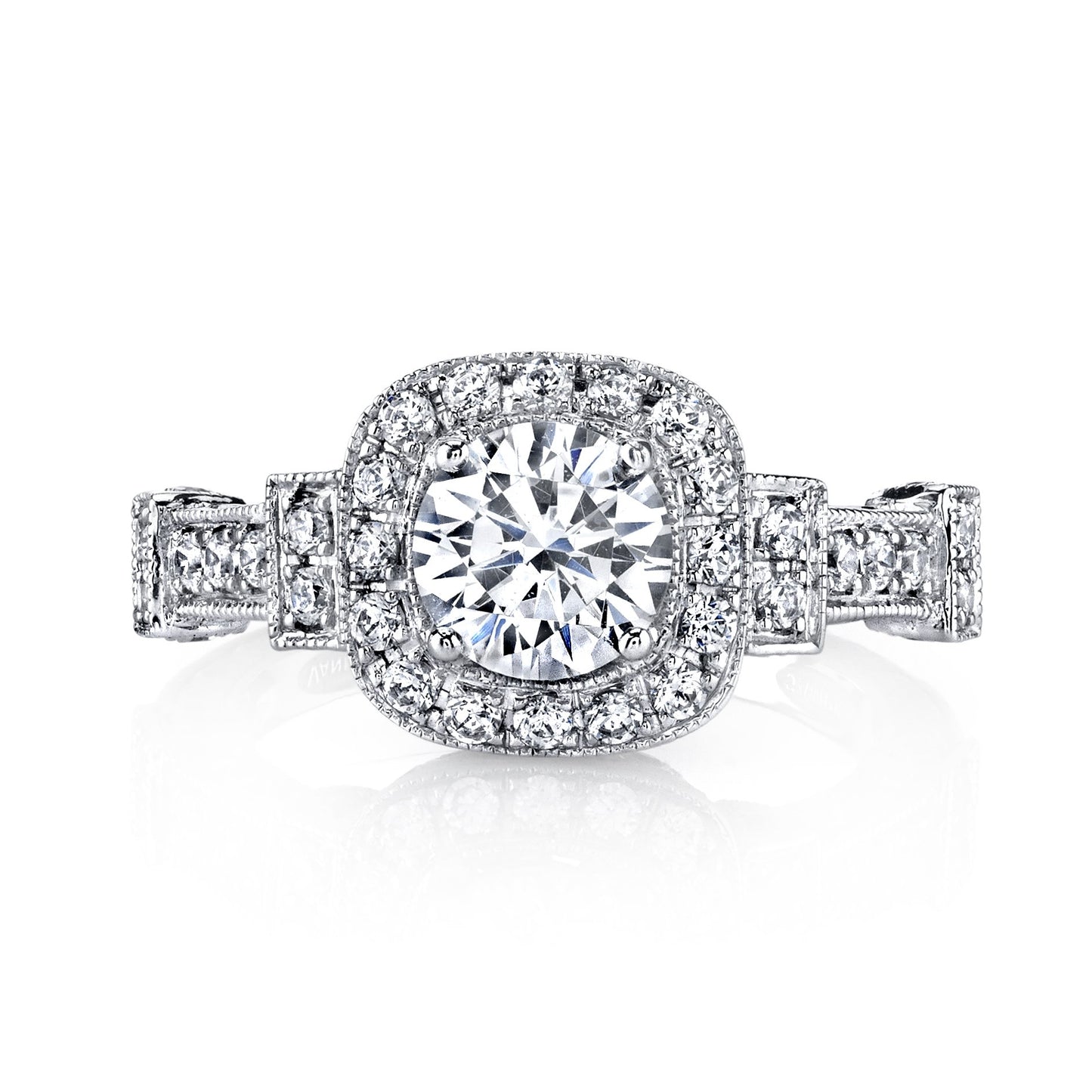 18K WHITE GOLD HALO DIAMOND ENGAGEMENT RING