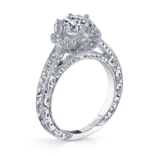 18K WHITE GOLD HALO DIAMOND ENGAGEMENT RING