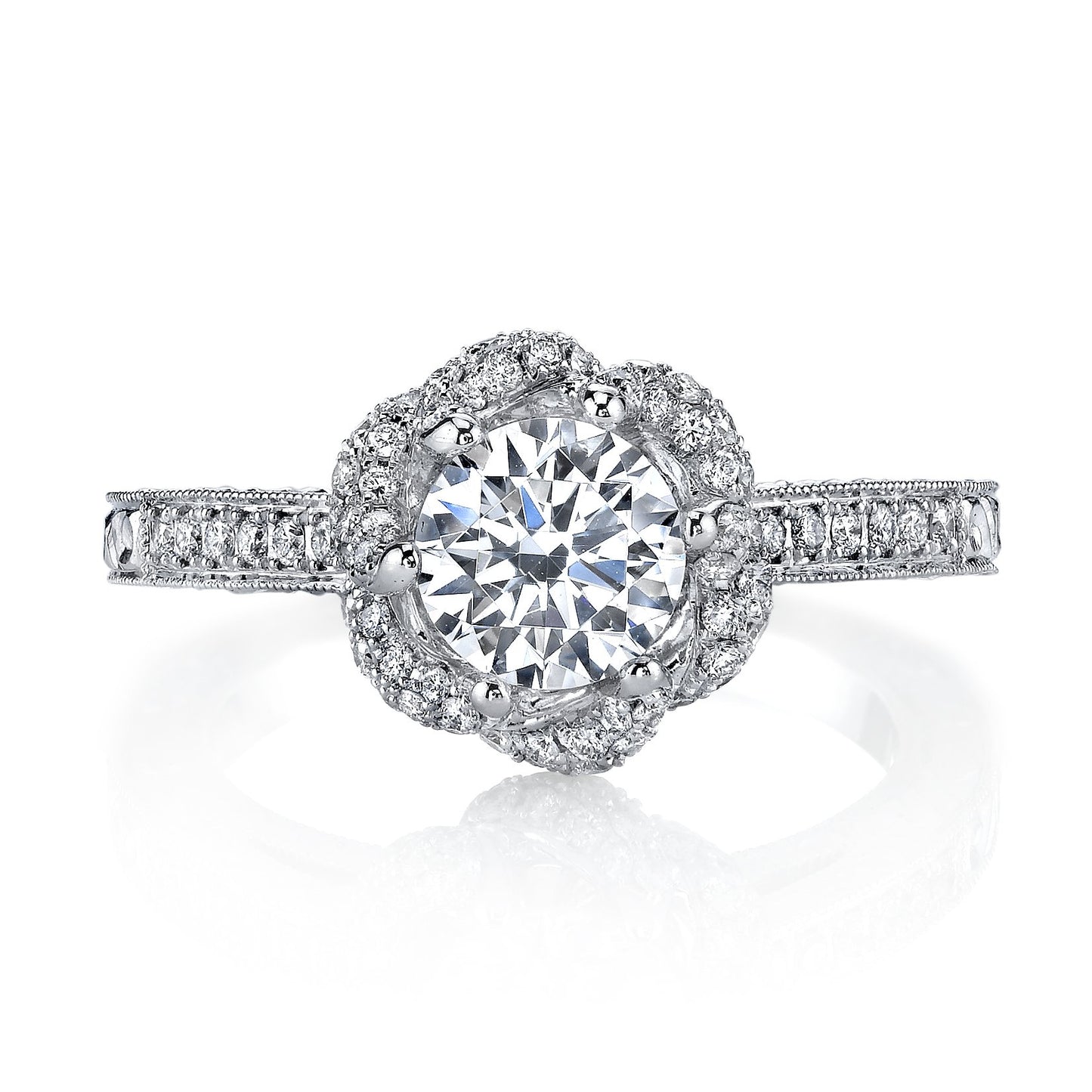 18K WHITE GOLD HALO DIAMOND ENGAGEMENT RING