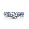 18K WHITE GOLD DIAMOND AND SAPPHIRE ENGAGEMENT RING