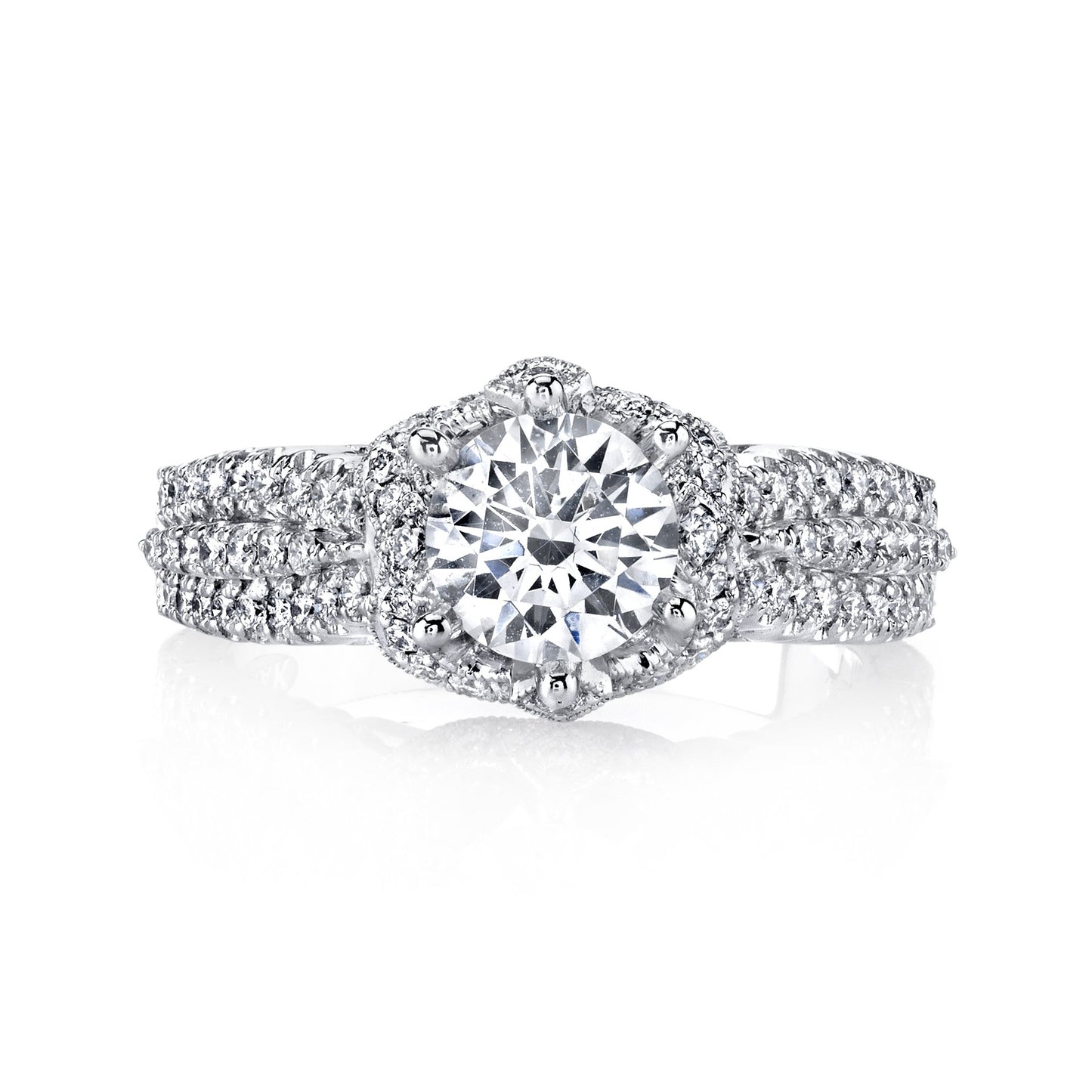 18K WHITE GOLD HALO DIAMOND ENGAGEMENT RING