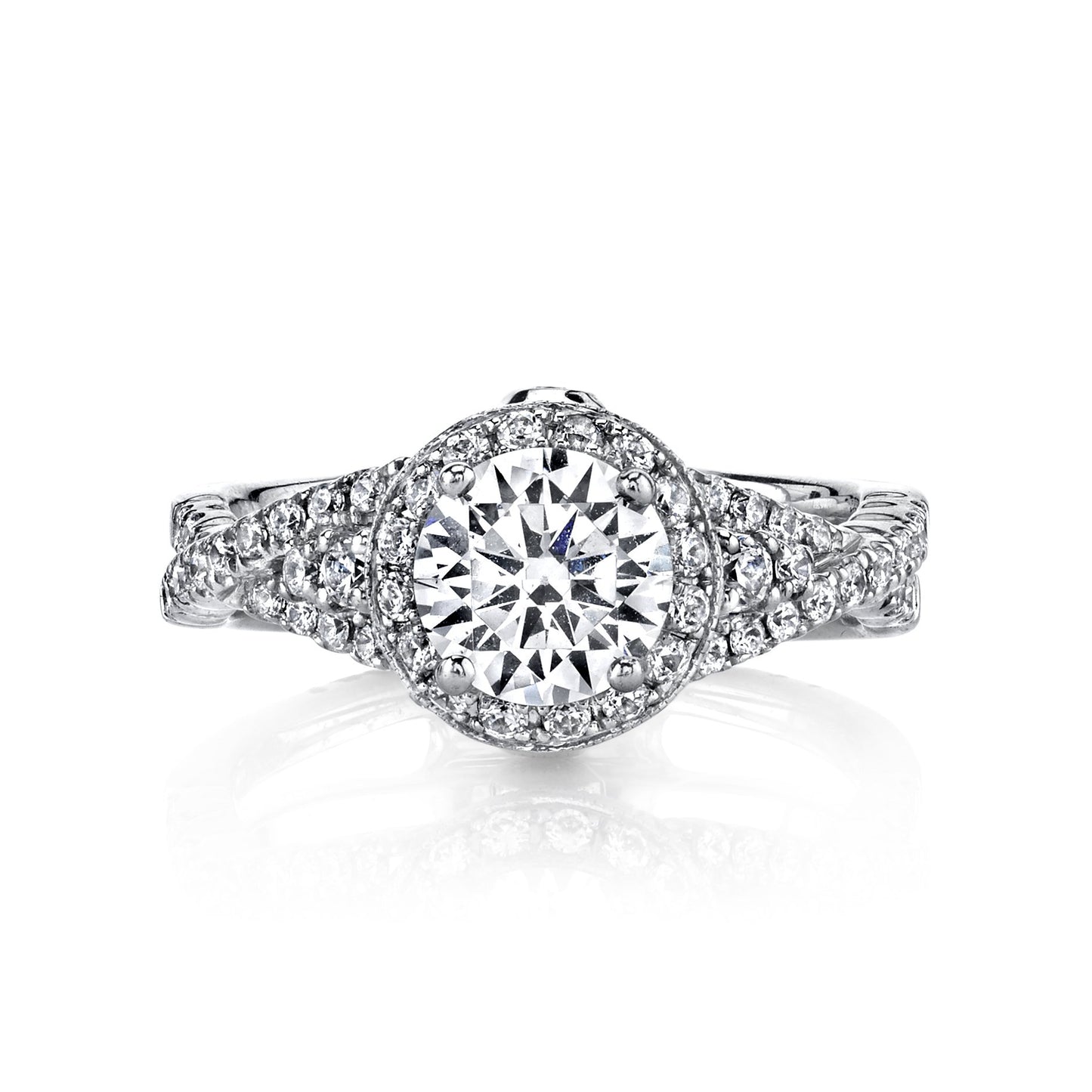 18K WHITE GOLD HALO DIAMOND ENGAGEMENT RING