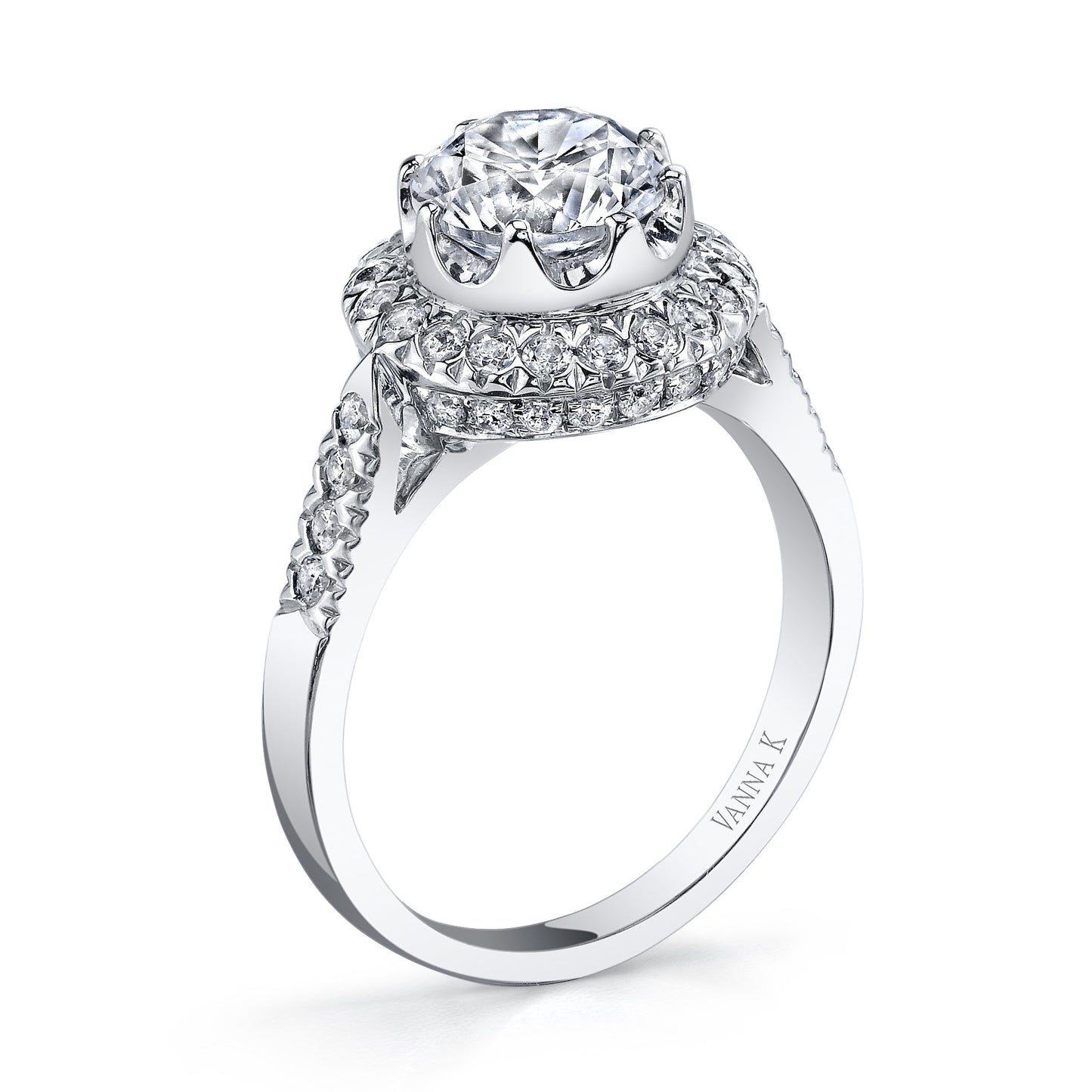 18K WHITE GOLD HALO DIAMOND ENGAGEMENT RING