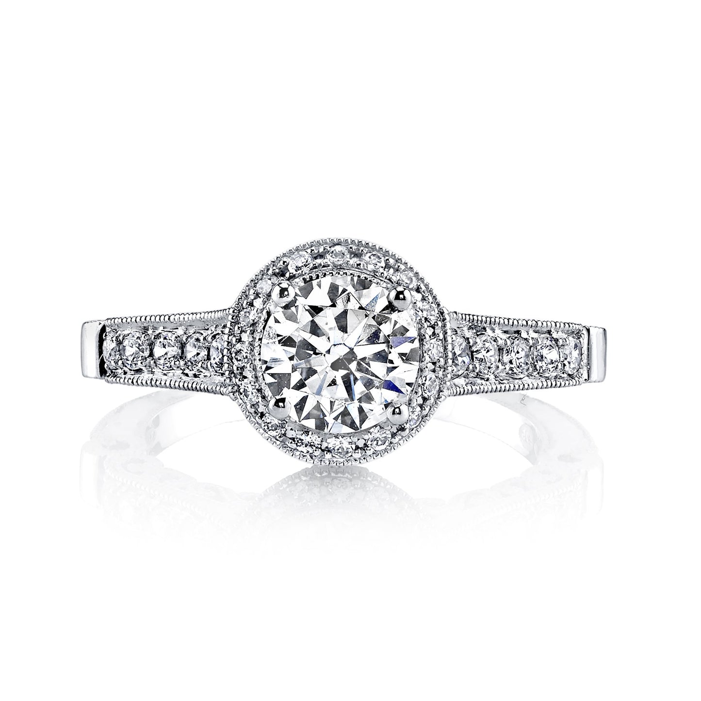 18K WHITE GOLD HALO DIAMOND ENGAGEMENT RING