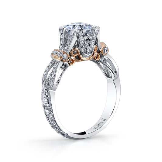 18K TWO TONE DIAMOND ENGAGEMENT RING