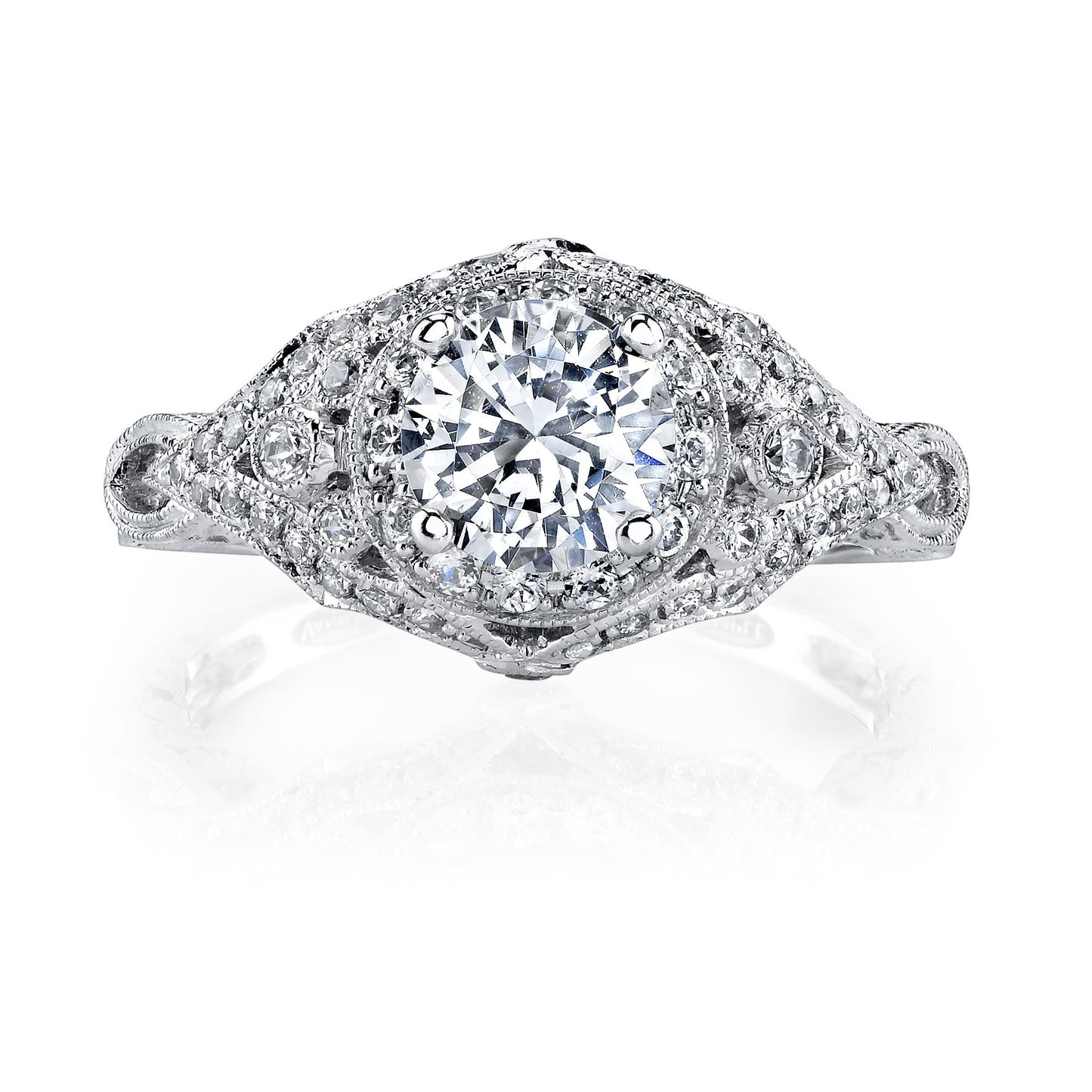 18K WHITE GOLD HALO DIAMOND ENGAGEMENT RING