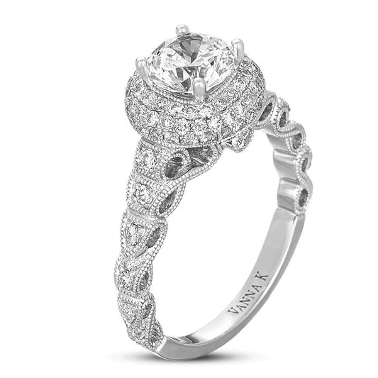 18K WHITE GOLD HALO DIAMOND ENGAGEMENT RING