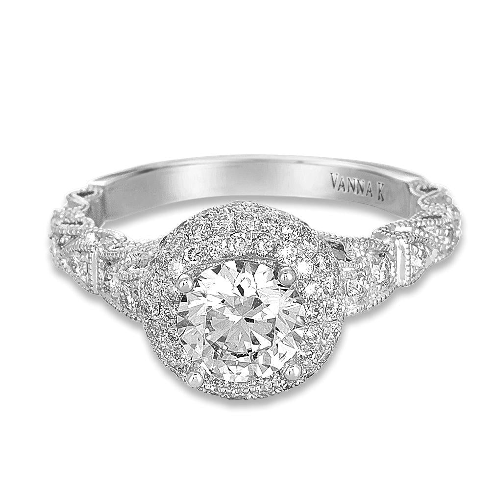 18K WHITE GOLD HALO DIAMOND ENGAGEMENT RING