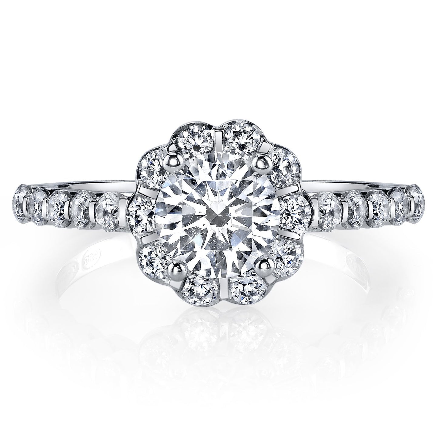 18K WHITE GOLD HALO DIAMOND ENGAGEMENT RING