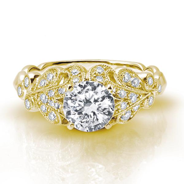 18K YELLOW GOLD DIAMOND ENGAGEMENT RING