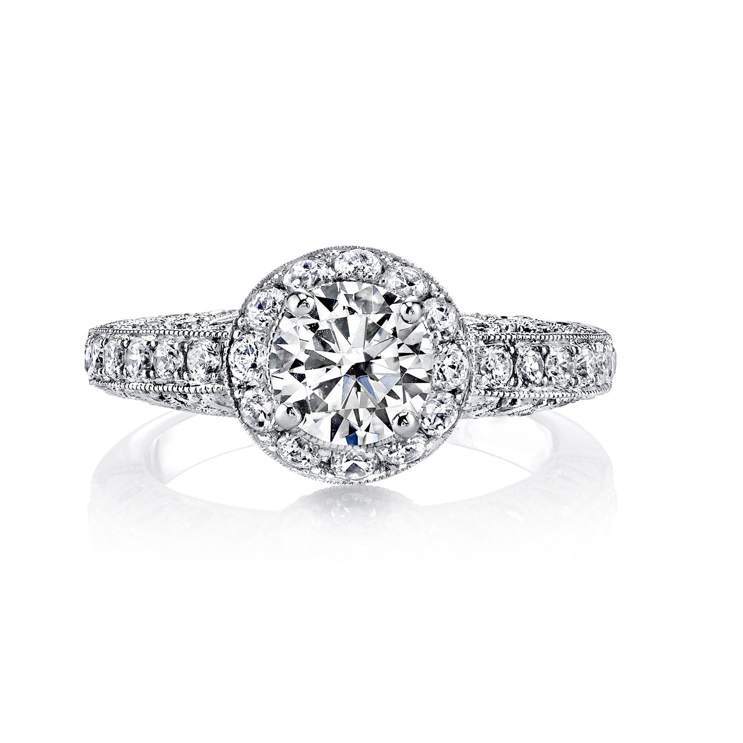 18K WHITE GOLD HALO DIAMOND ENGAGEMENT RING