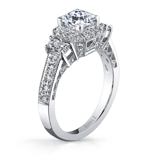 18K WHITE GOLD HALO DIAMOND ENGAGEMENT RING