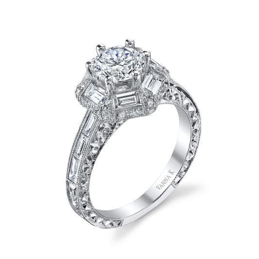 18K WHITE GOLD HALO DIAMOND ENGAGEMENT RING