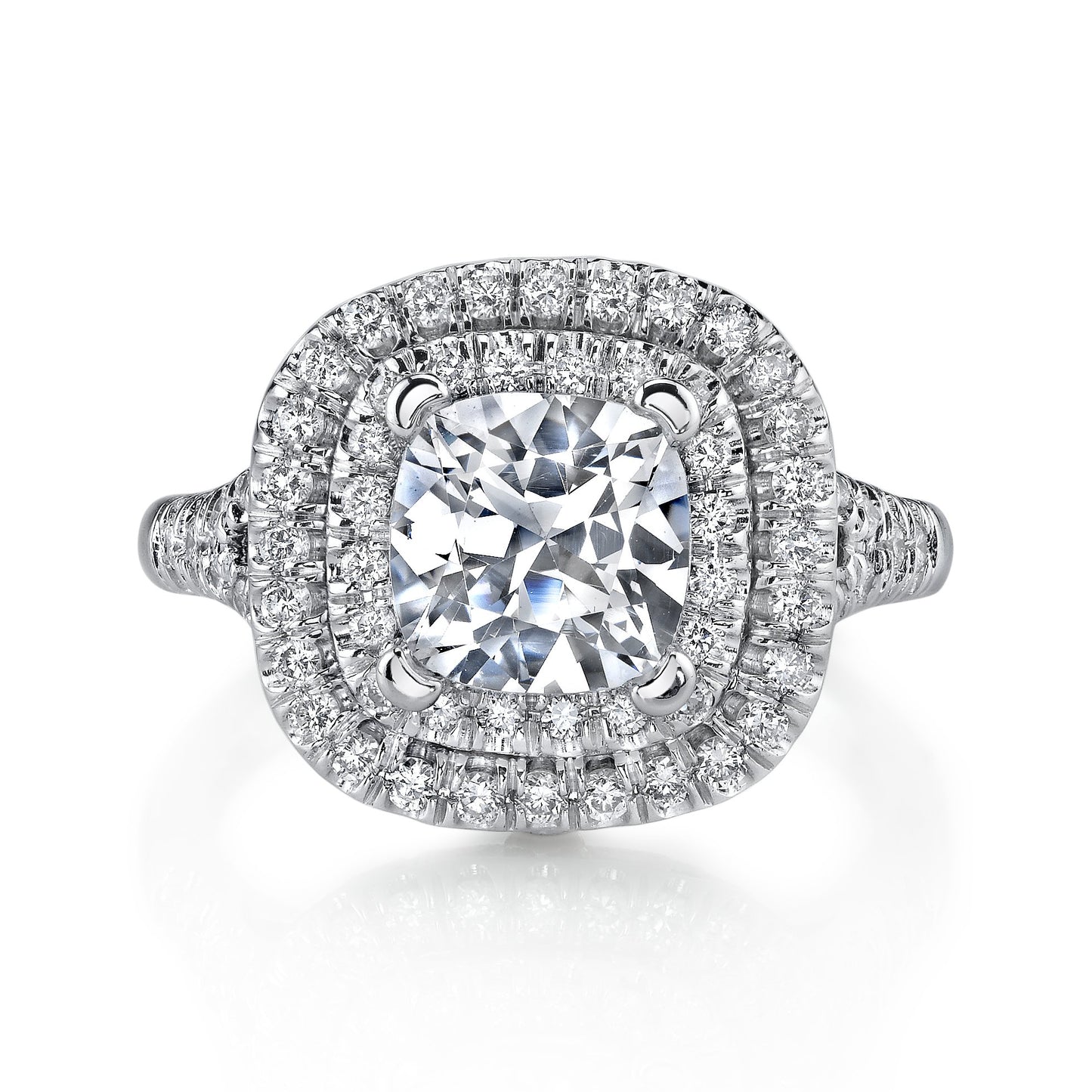 18K WHITE GOLD HALO DIAMOND ENGAGEMENT RING