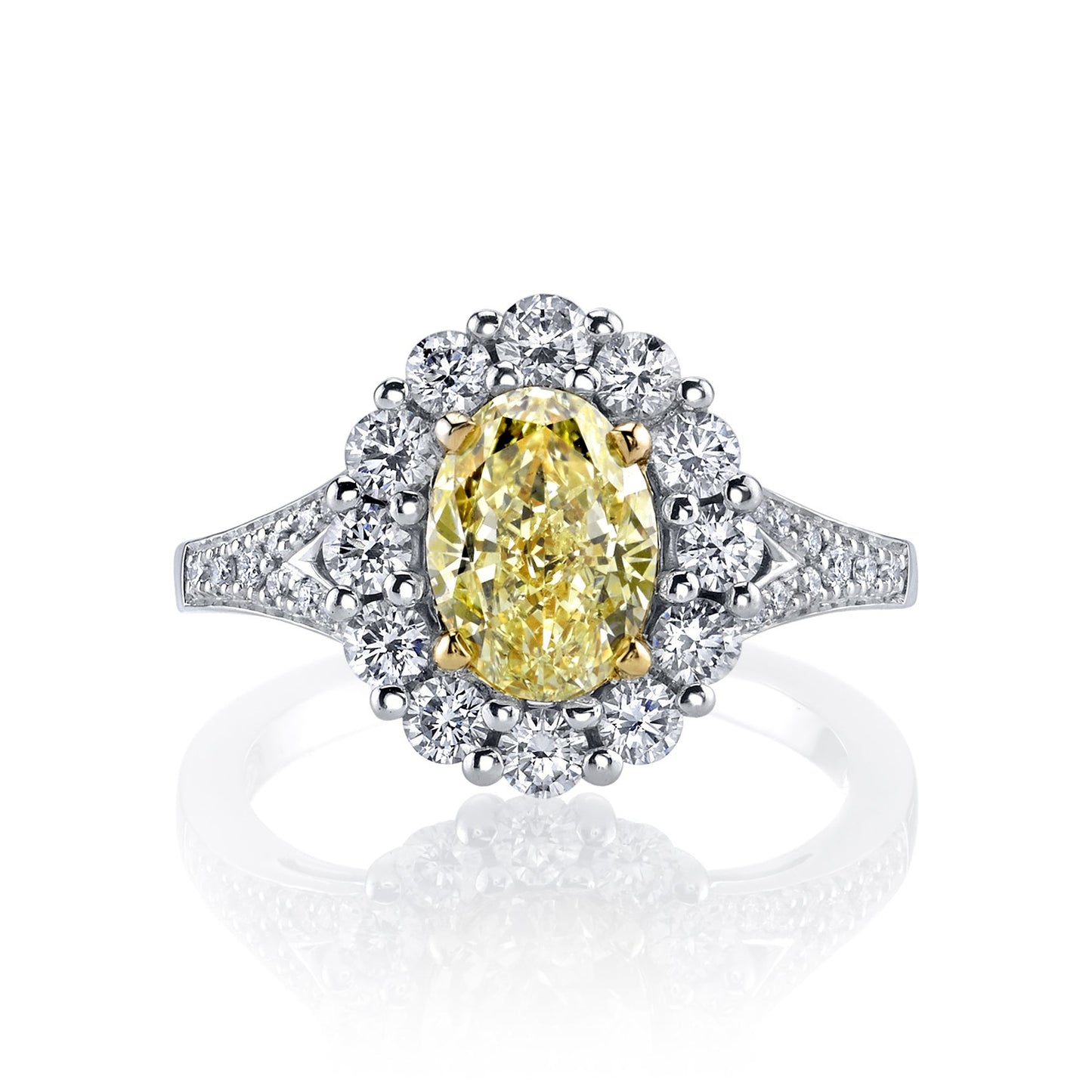 18K YELLOW DIAMOND OVAL ENGAGEMENT RING