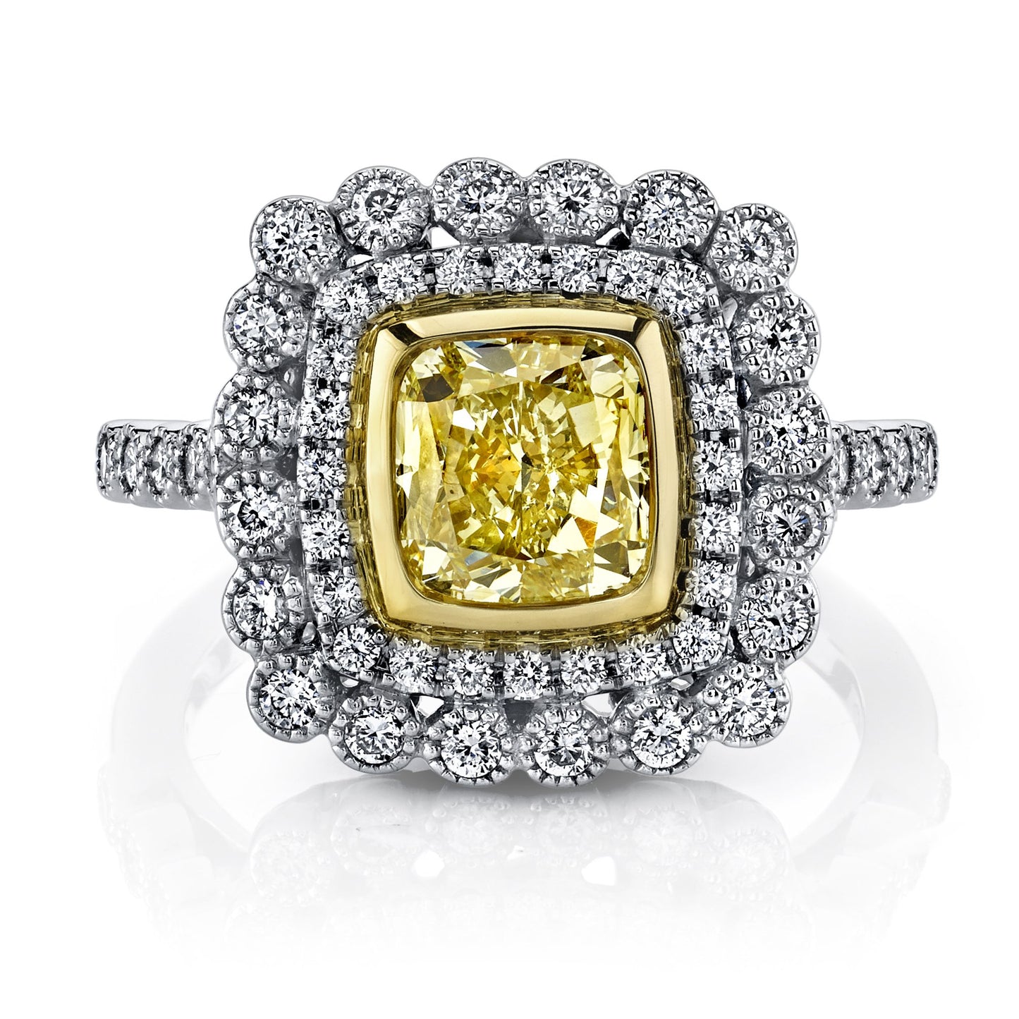 18K YELLOW DIAMOND HALO ENGAGEMENT RING