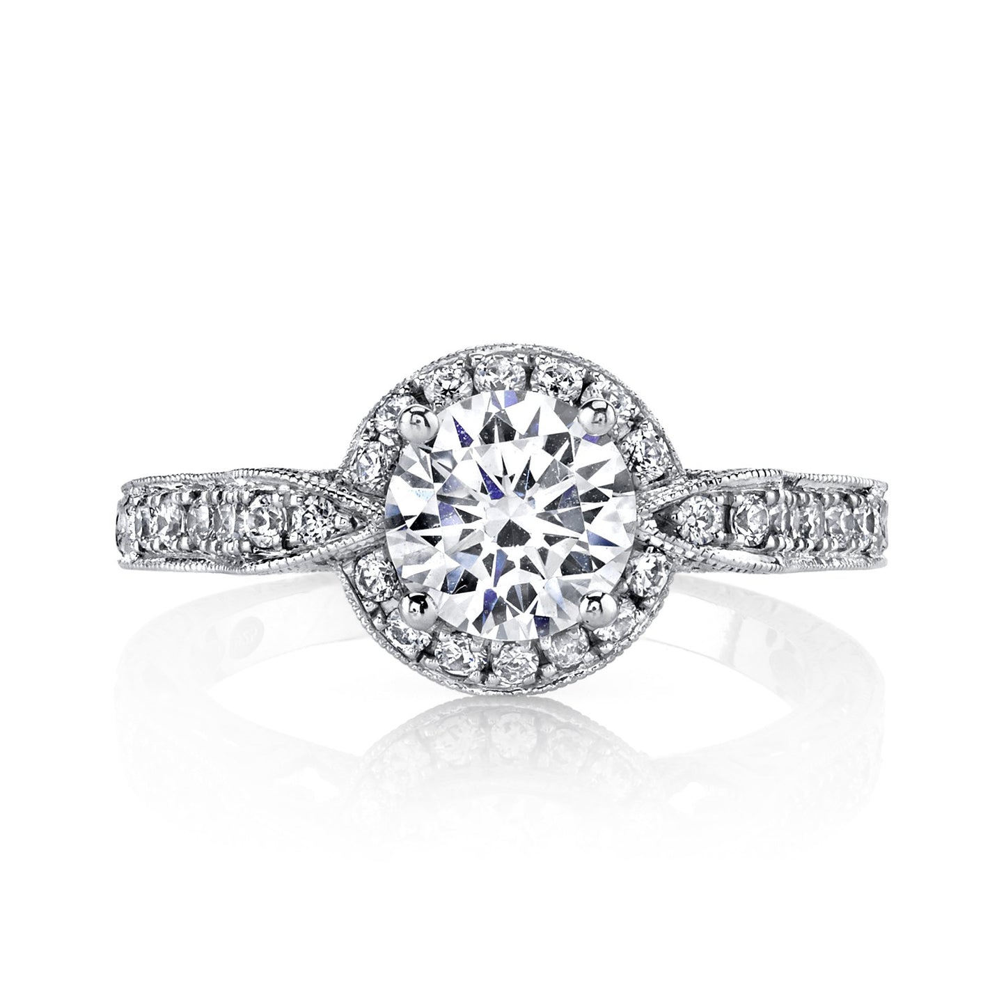 18K WHITE GOLD HALO DIAMOND ENGAGEMENT RING