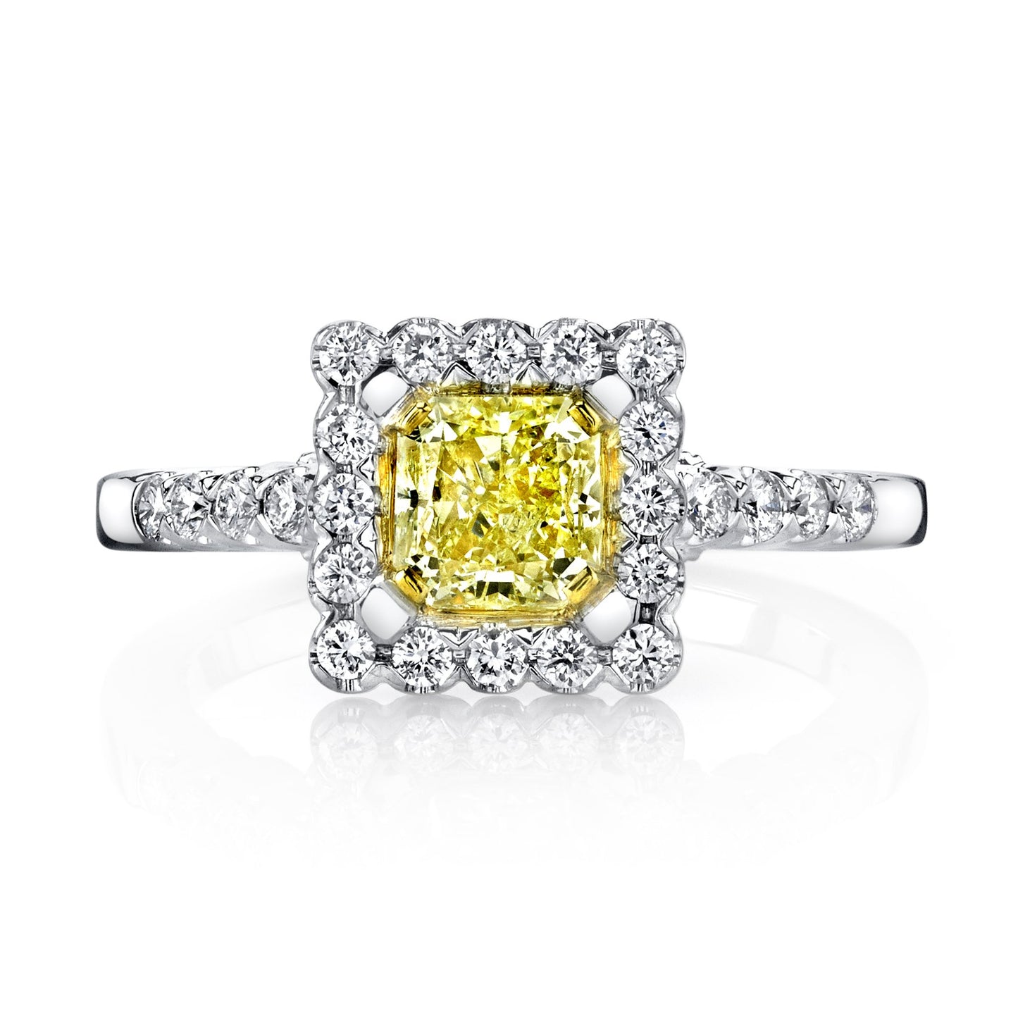 18K YELLOW DIAMOND HALO ENGAGEMENT RING