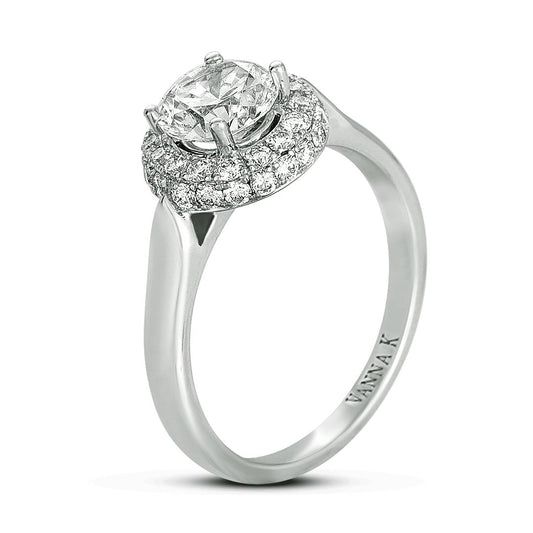 18K WHITE GOLD HALO DIAMOND ENGAGEMENT RING