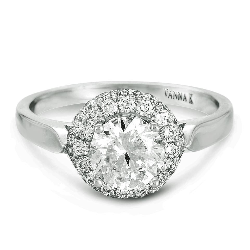 18K WHITE GOLD HALO DIAMOND ENGAGEMENT RING