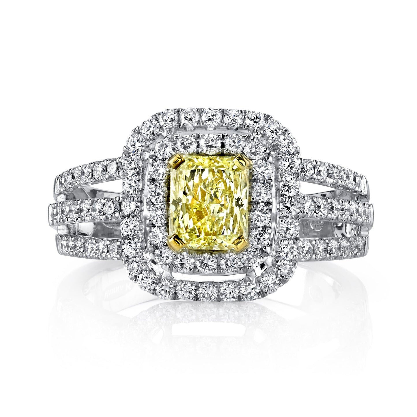 18K YELLOW DIAMOND HALO ENGAGEMENT RING