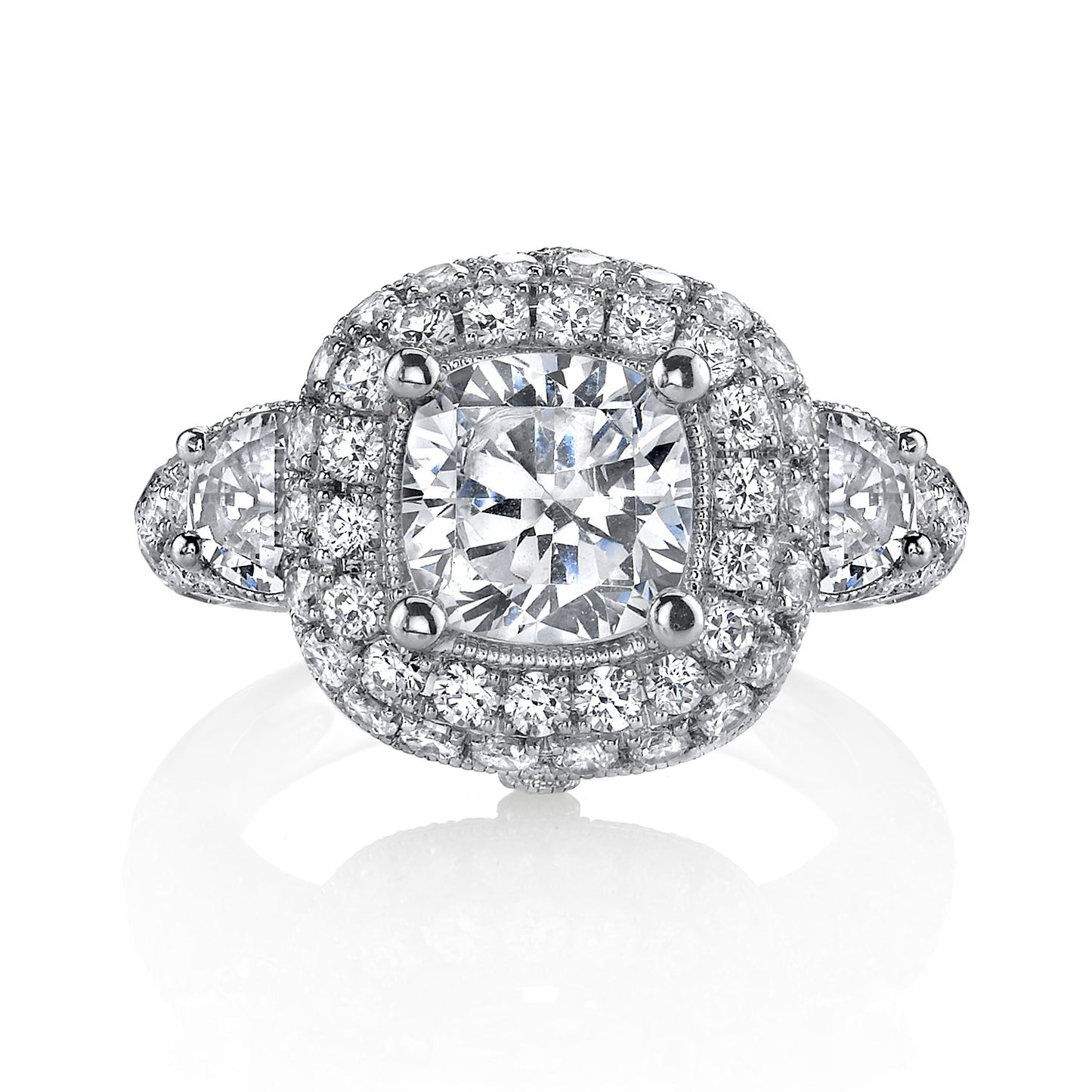 18K WHITE GOLD HALO DIAMOND ENGAGEMENT RING