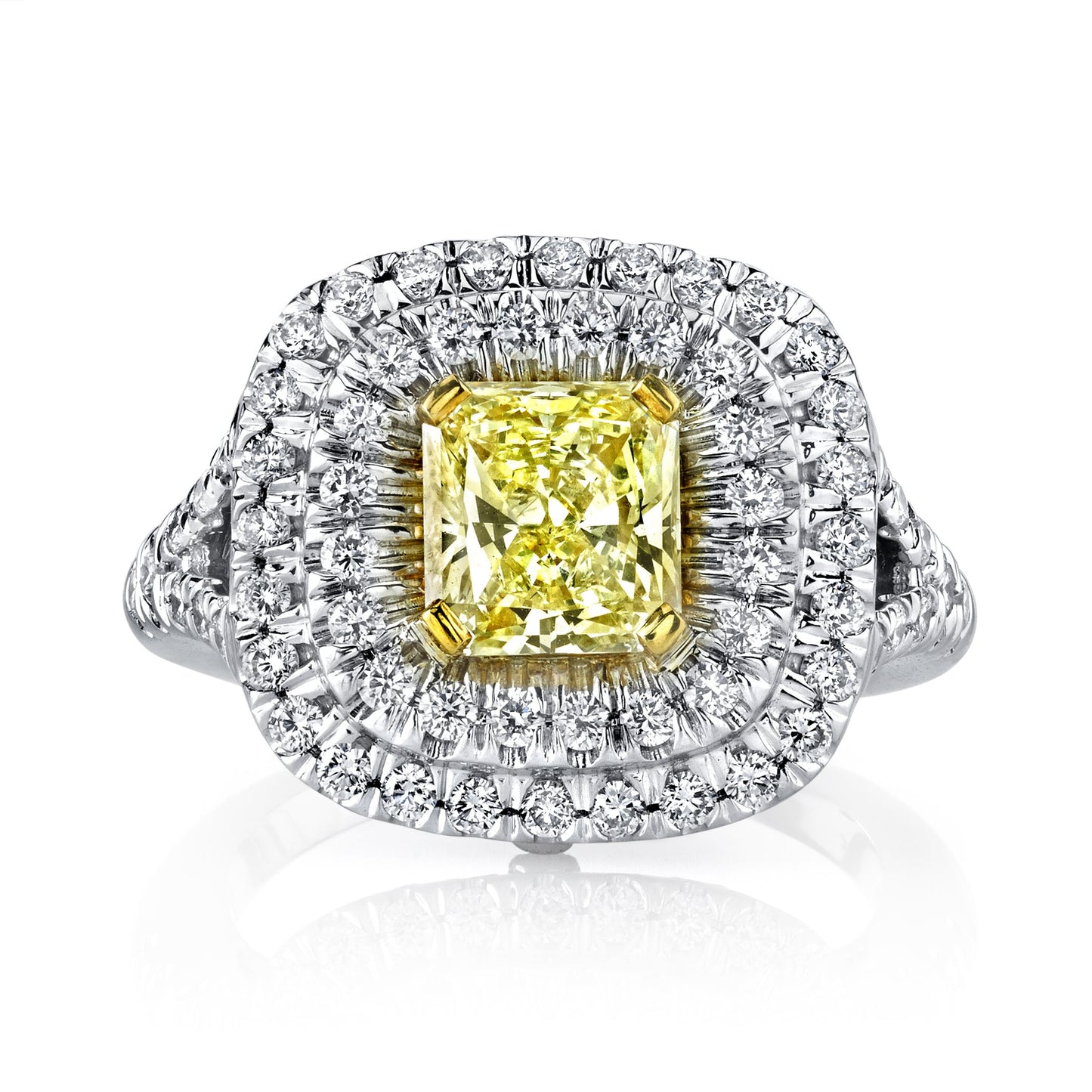 18K YELLOW DIAMOND HALO ENGAGEMENT RING