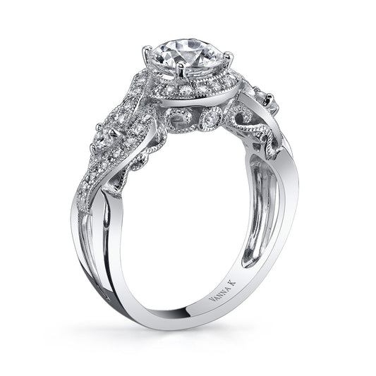 18K WHITE GOLD HALO DIAMOND ENGAGEMENT RING