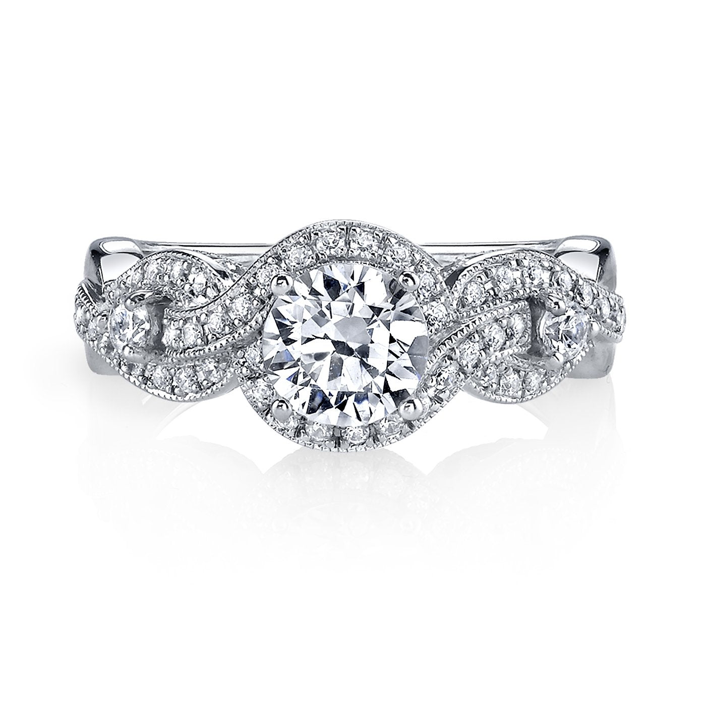 18K WHITE GOLD HALO DIAMOND ENGAGEMENT RING