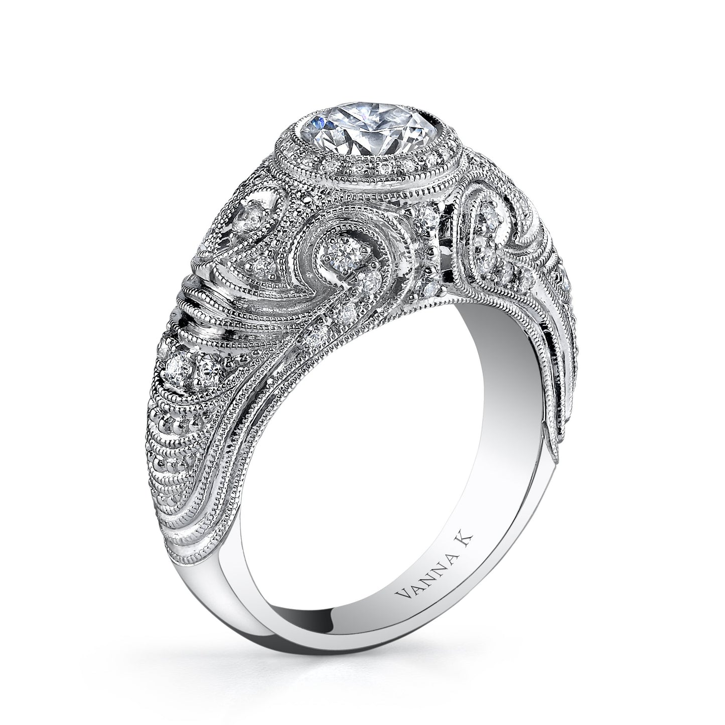 18K WHITE GOLD HALO DIAMOND ENGAGEMENT RING